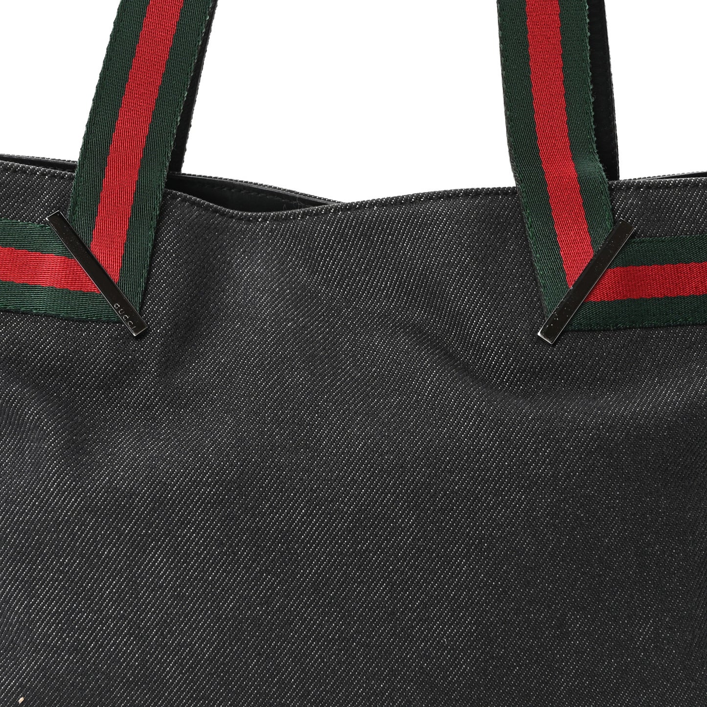Denim Calfskin Web Tote Black
