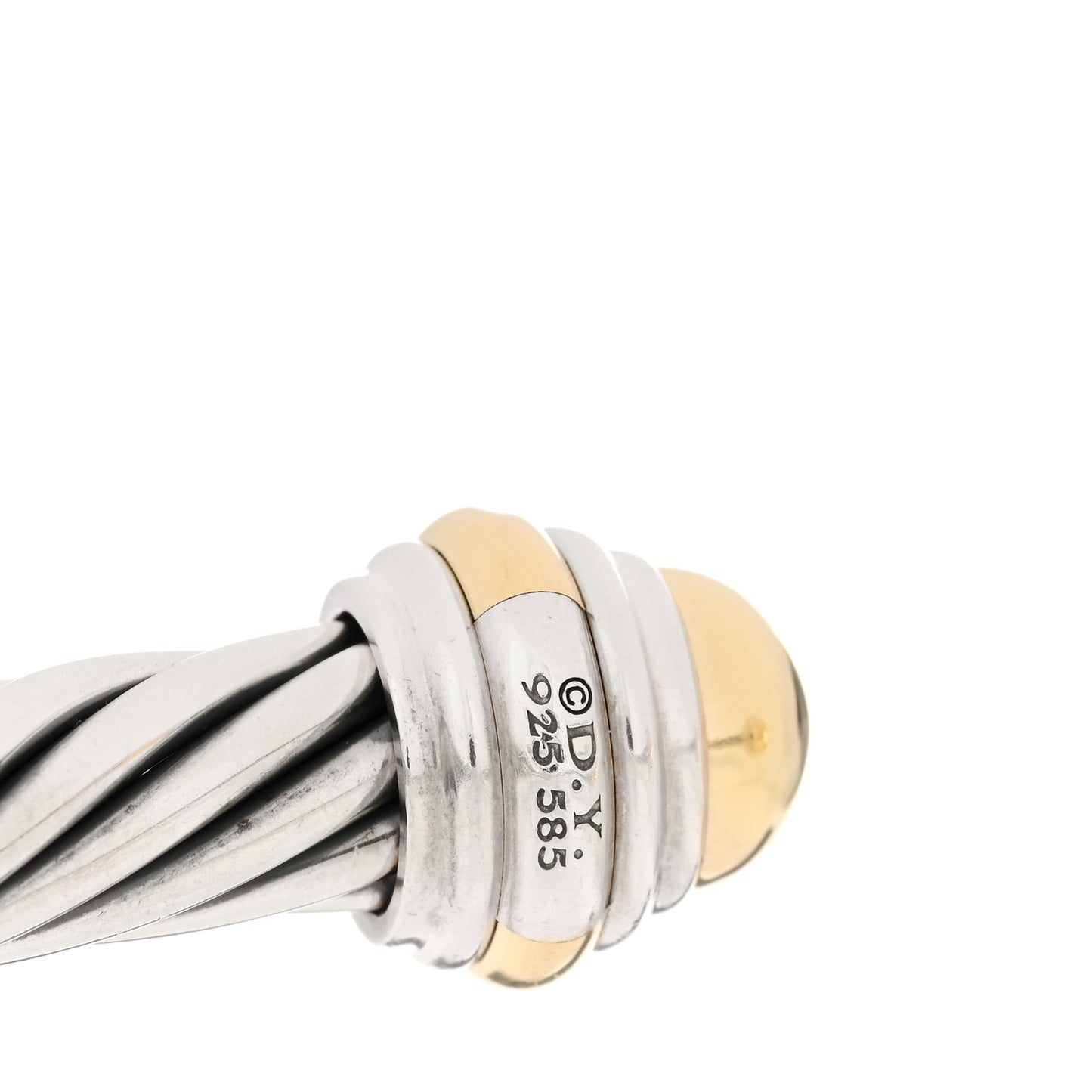 Sterling Silver 14K Yellow Gold 7mm Cable Classics Dome Bracelet