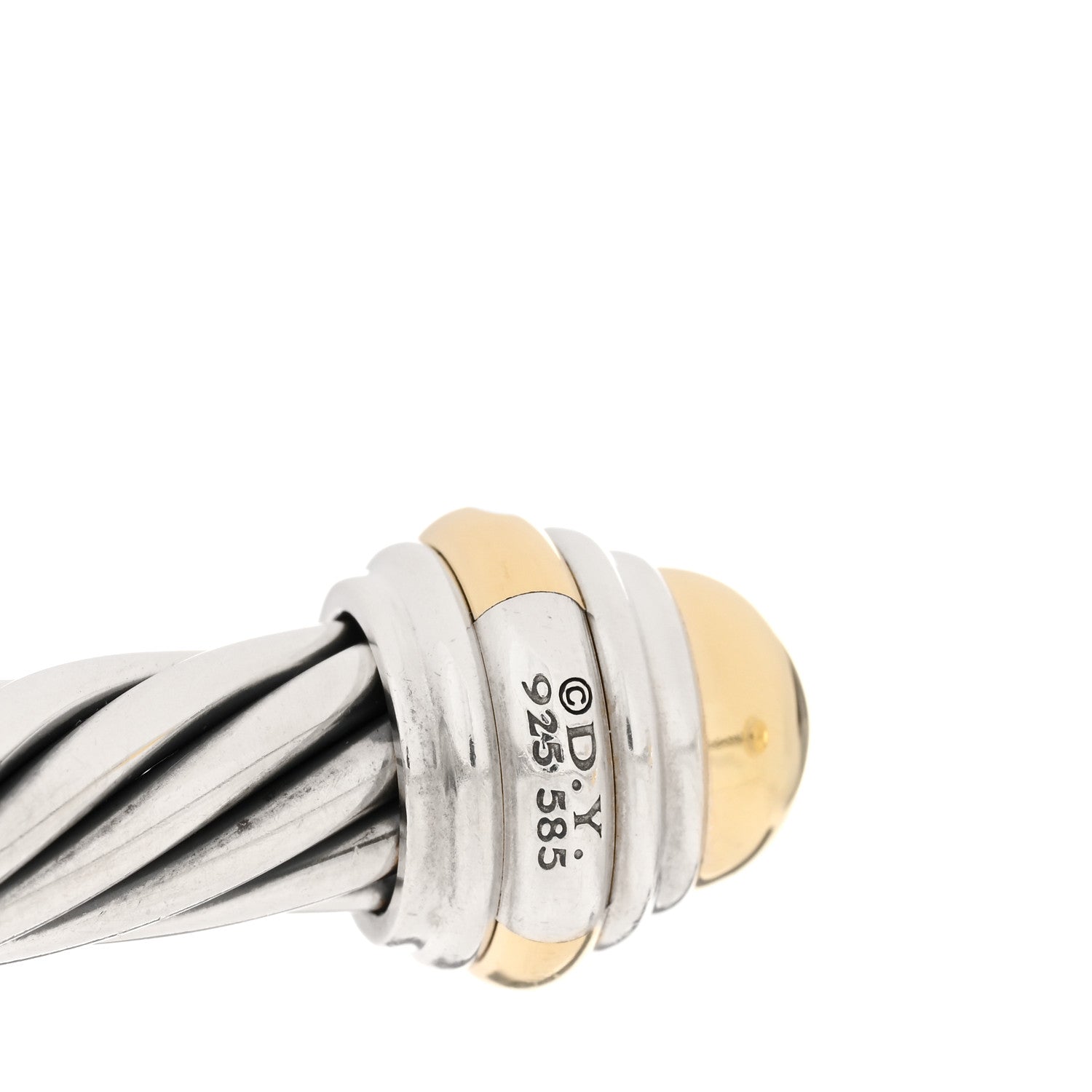David Yurman Sterling Silver 14K Yellow Gold 7mm Cable Classics Dome Bracelet 3 of 3