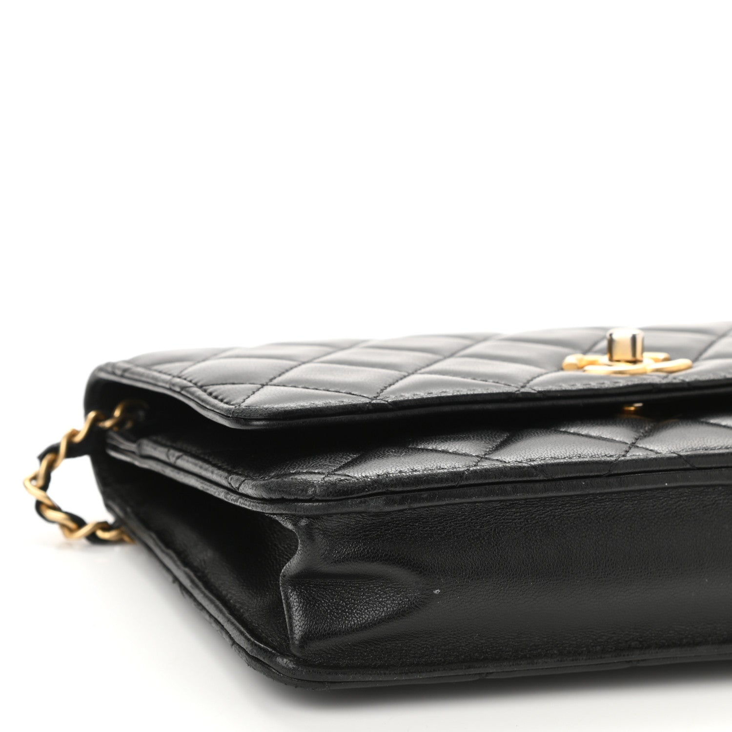 Chanel Lambskin Quilted CC Pearl Crush Wallet on Chain WOC Black 10 of 12