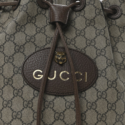 Gucci GG Supreme Monogram Neo Vintage Drawstring Bucket Backpack Beige New Acero Crop 8 of 10