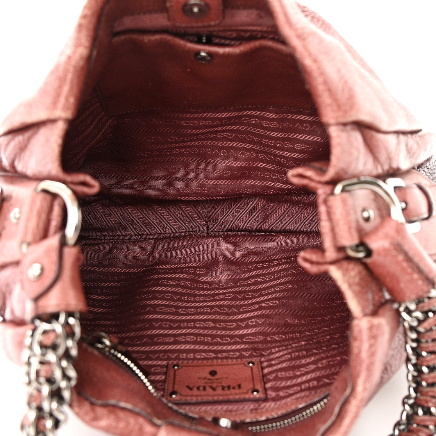 Prada Cervo Lux Large Chain Hobo Lampone Sfumato 5 of 16