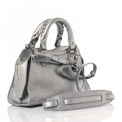 Balenciaga Metallic Grained Calfskin Neo Classic Silver Hardware Mini City Silver 3 of 11