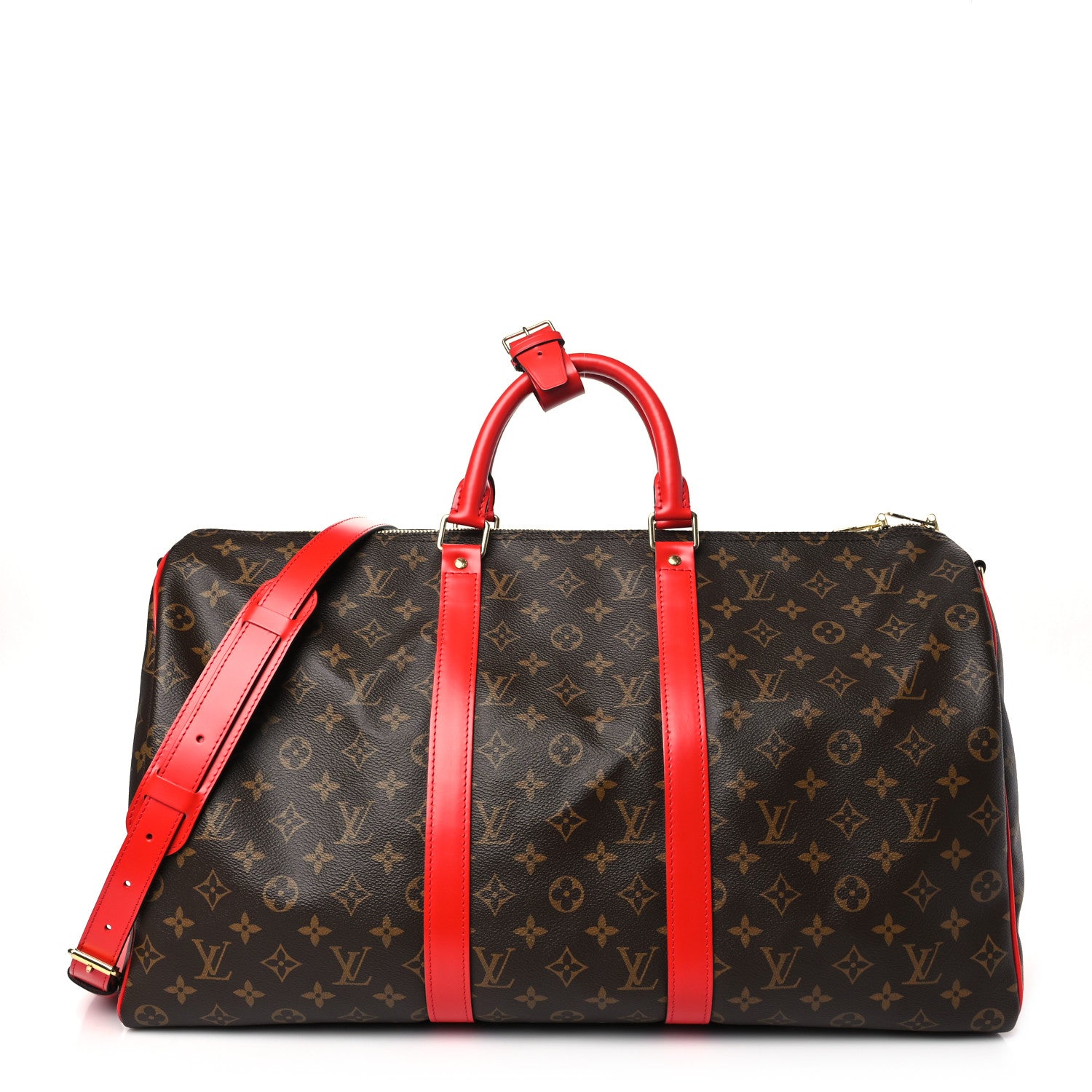 Louis Vuitton Calfskin Monogram Keepall Bandouliere 50 Coquelicot 1 of 8