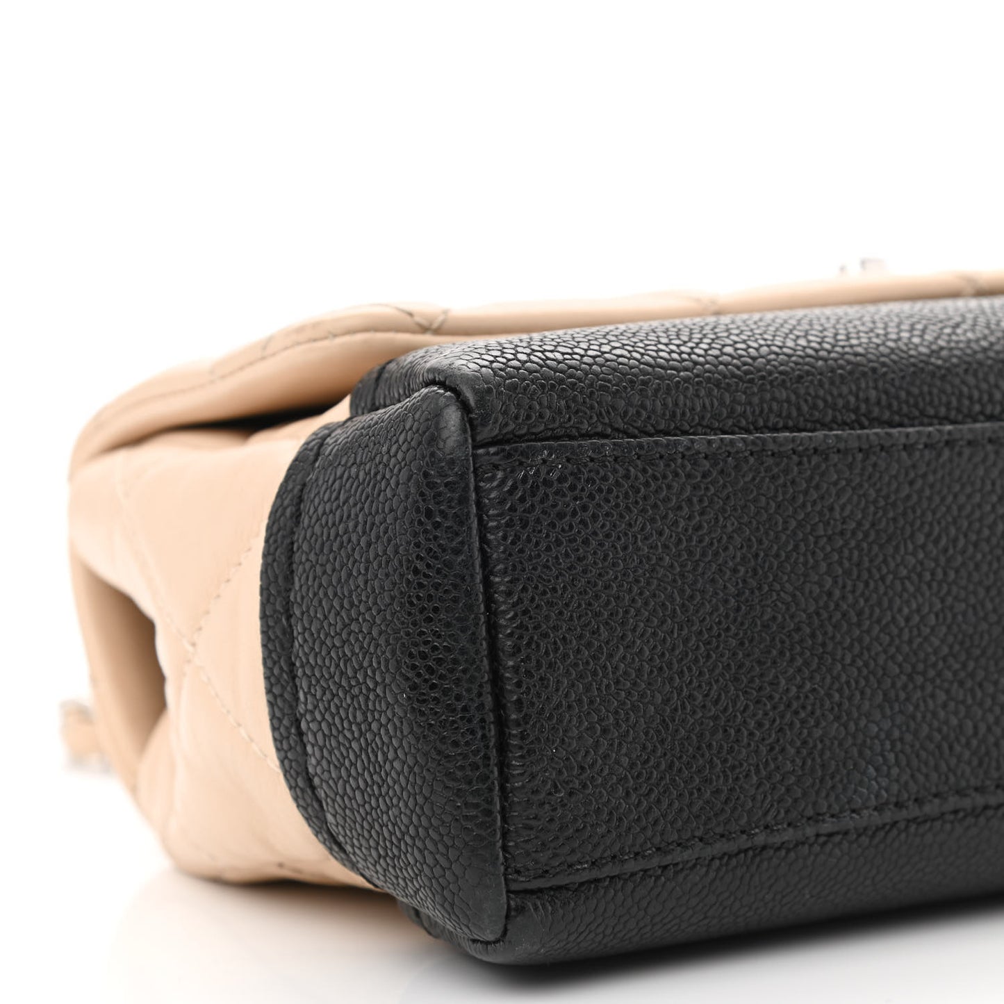 Calfskin Quilted Flap Beige Black