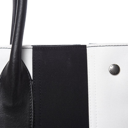 Saint Laurent Canvas Noe Striped Tote Black White 12 of 12