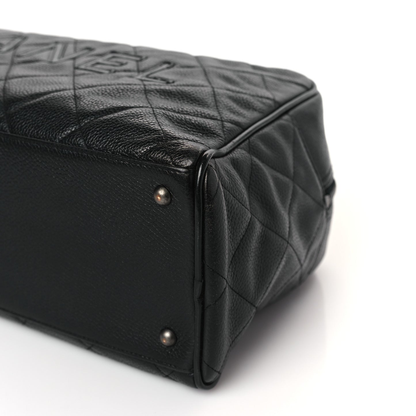 Caviar Patent Quilted Large Bowler Black