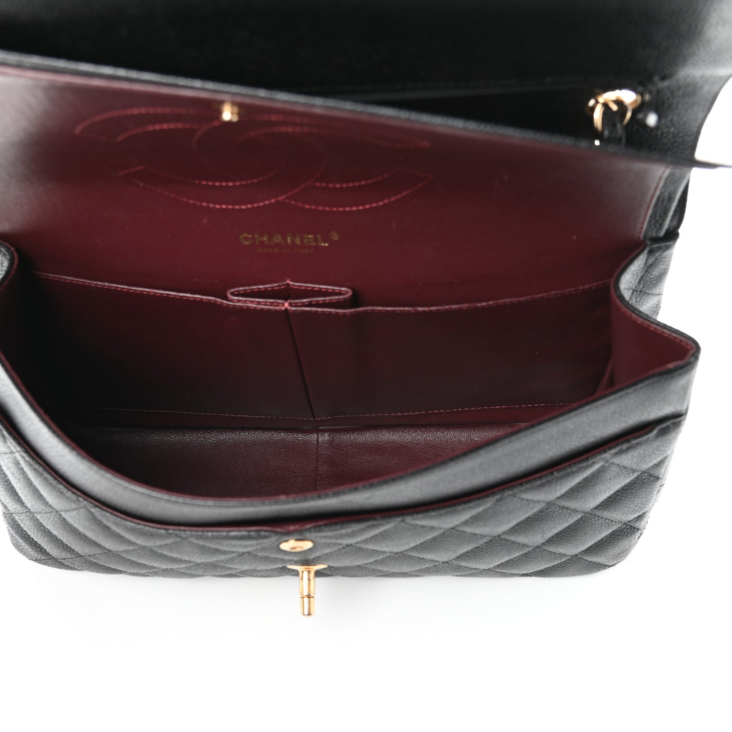 Caviar Quilted Jumbo Double Flap Black