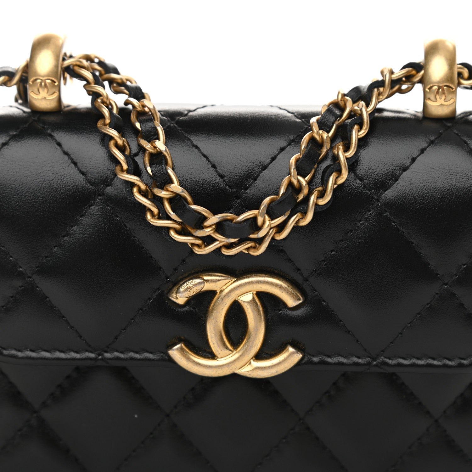 Chanel Calfskin Quilted Perfect Fit Coin Purse With Chain Black 9 of 12