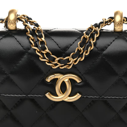 Chanel Calfskin Quilted Perfect Fit Coin Purse With Chain Black 9 of 12