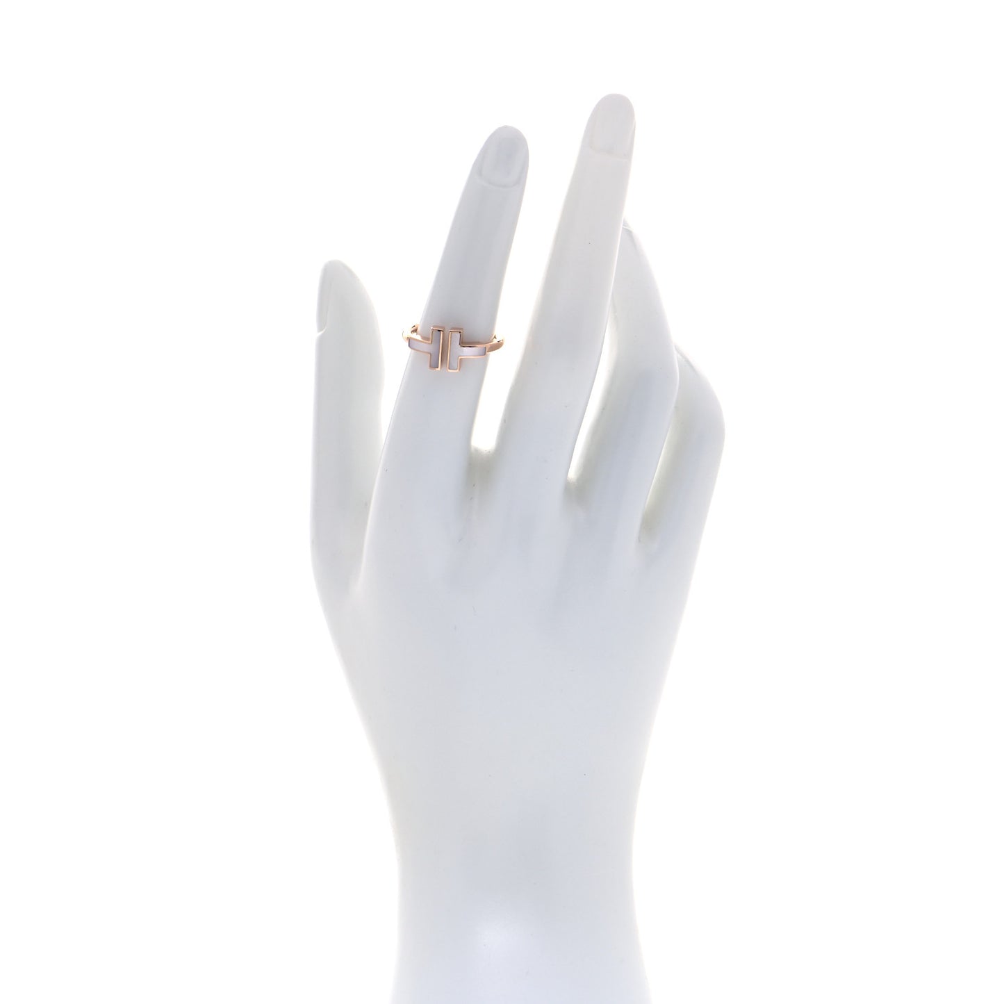 18K Rose Gold Mother of Pearl T Wire Ring 52 6