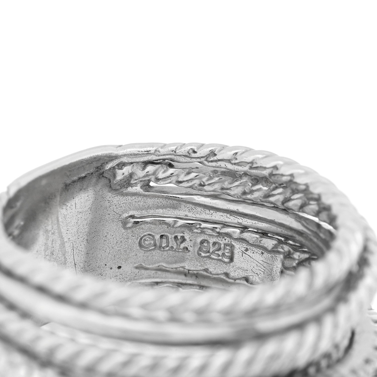 David Yurman Sterling Silver Diamond 11mm Wide Crossover Cable Ring 52 6 4 of 4