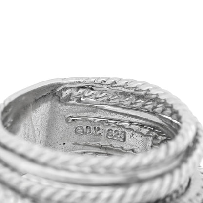 David Yurman Sterling Silver Diamond 11mm Wide Crossover Cable Ring 52 6 4 of 4