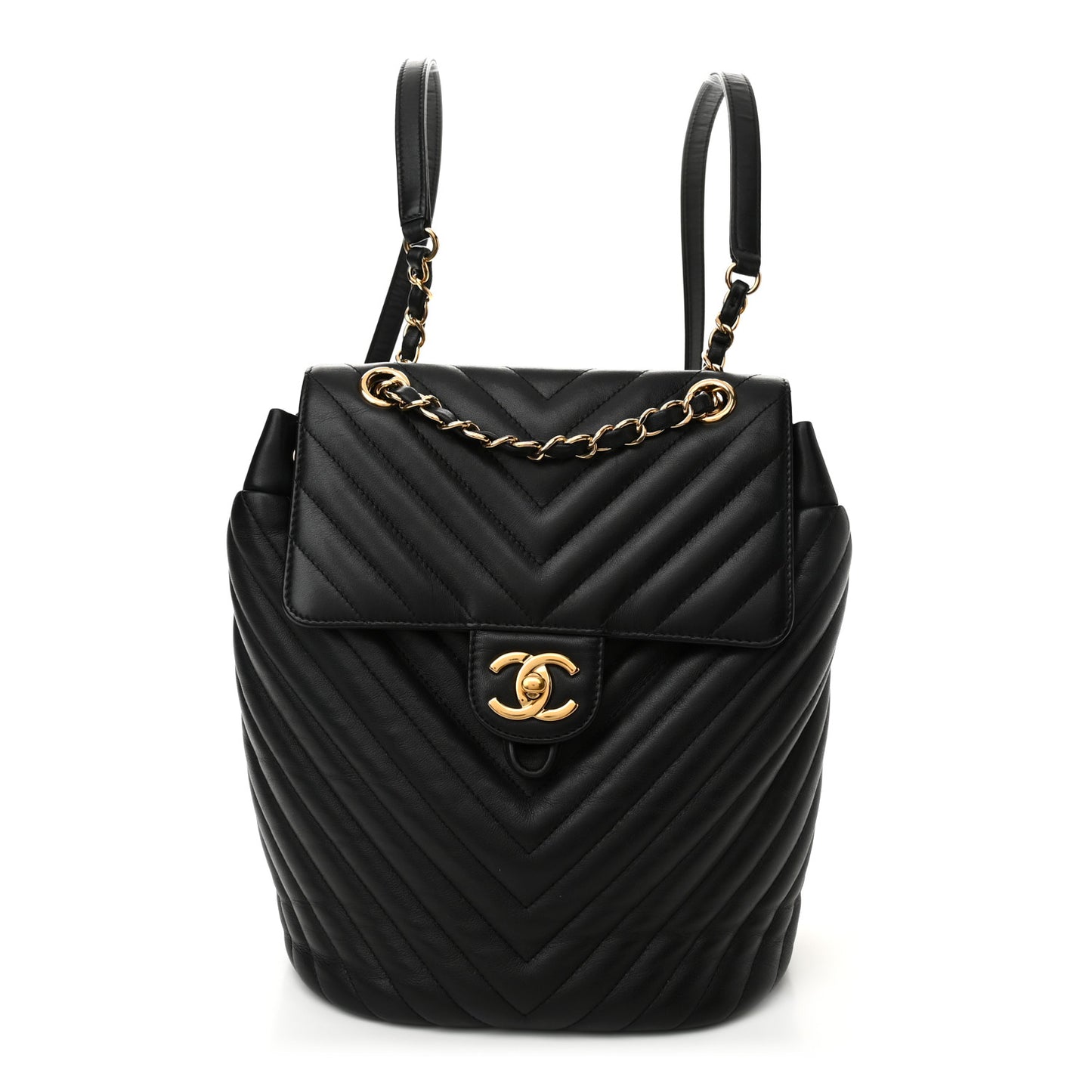 Calfskin Chevron Quilted Small Urban Spirit Backpack Black
