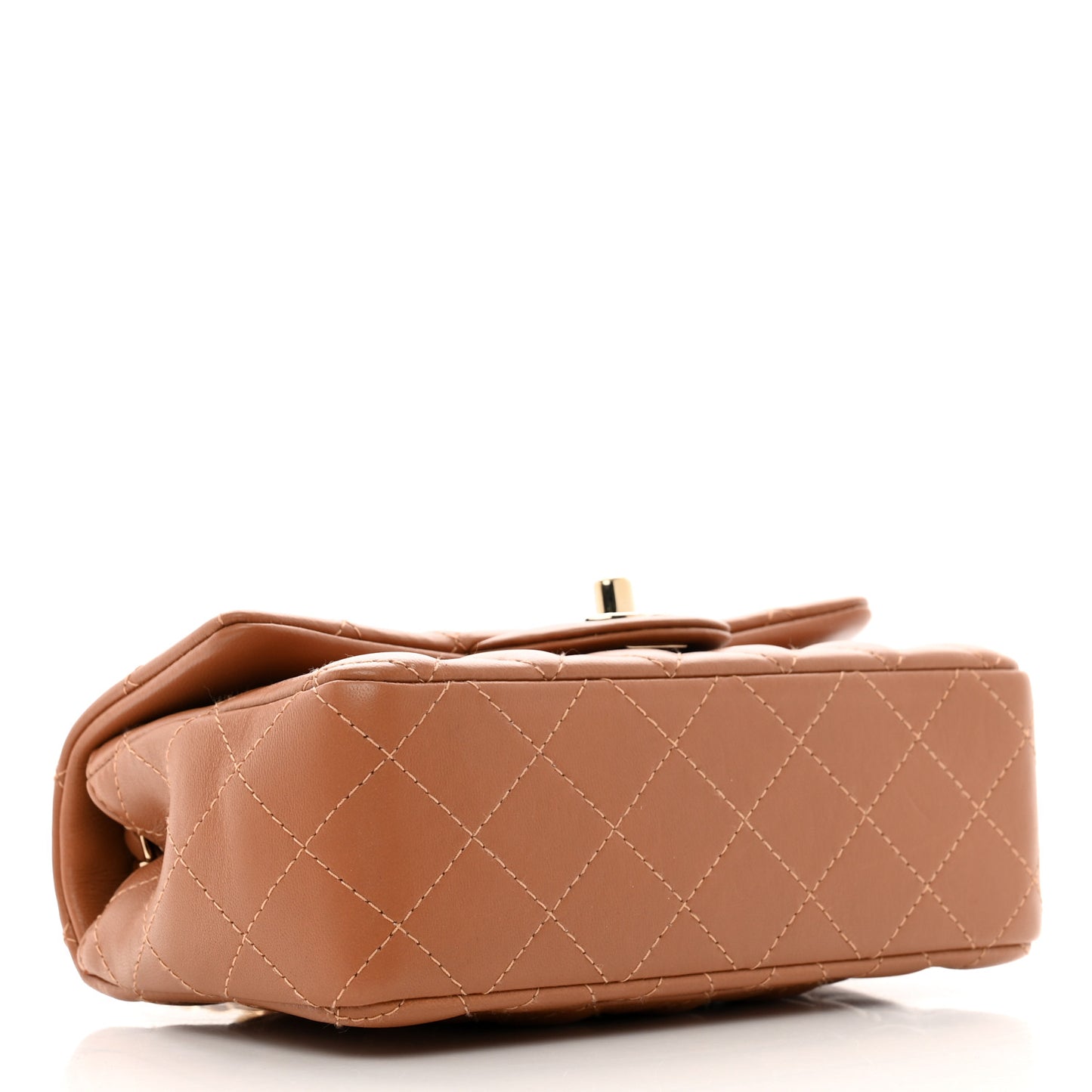 Lambskin Quilted Mini Rectangular Flap Brown