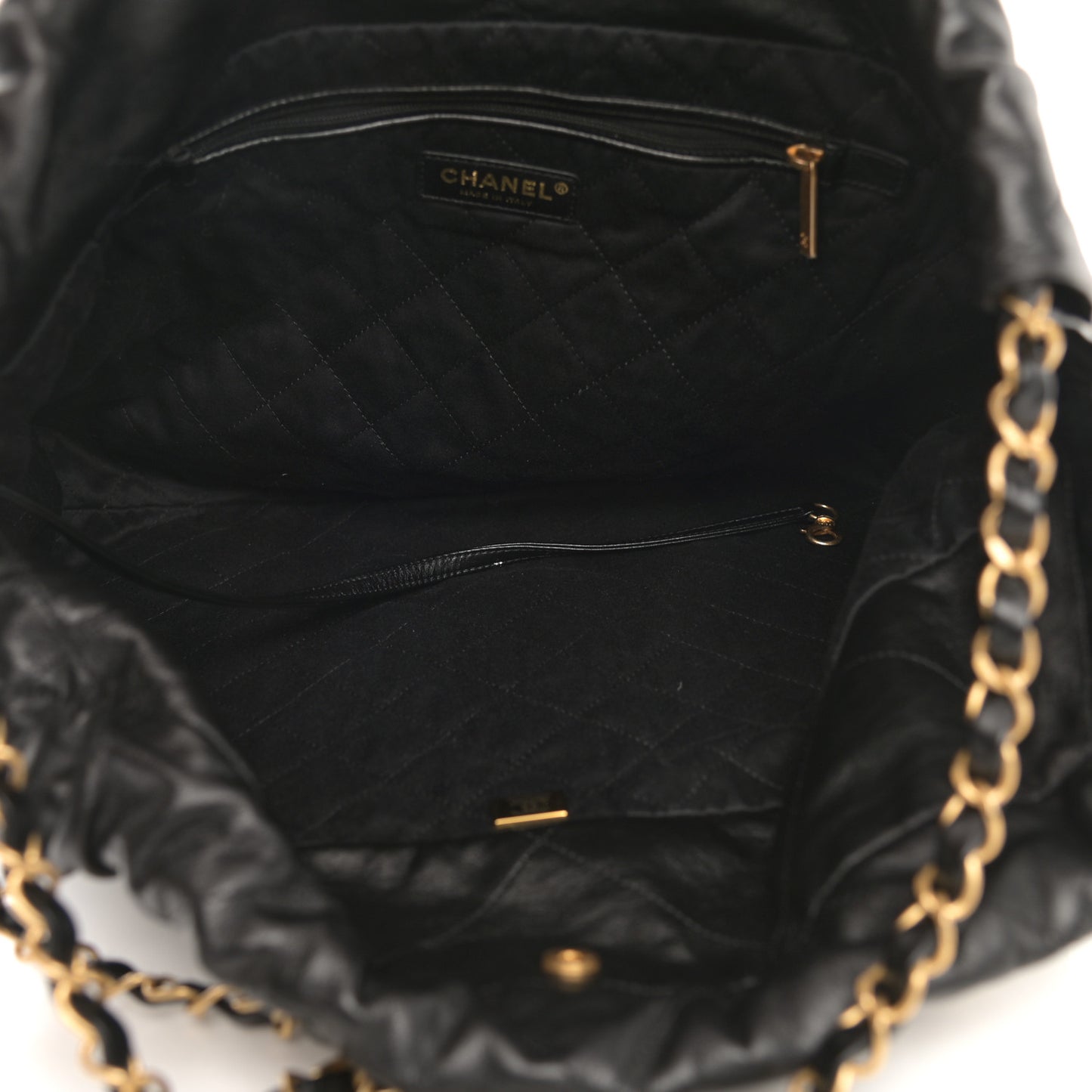 Shiny Calfskin Quilted Chanel 22 Black