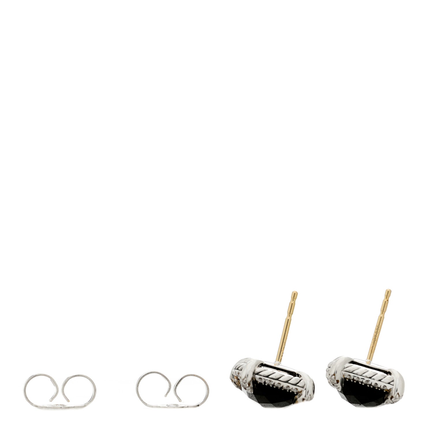 David Yurman Sterling Silver Diamond Black Onyx 9mm Chatelaine Bezel Earrings 3 of 4