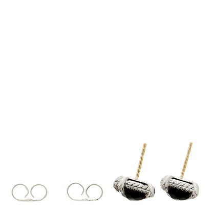 David Yurman Sterling Silver Diamond Black Onyx 9mm Chatelaine Bezel Earrings 3 of 4