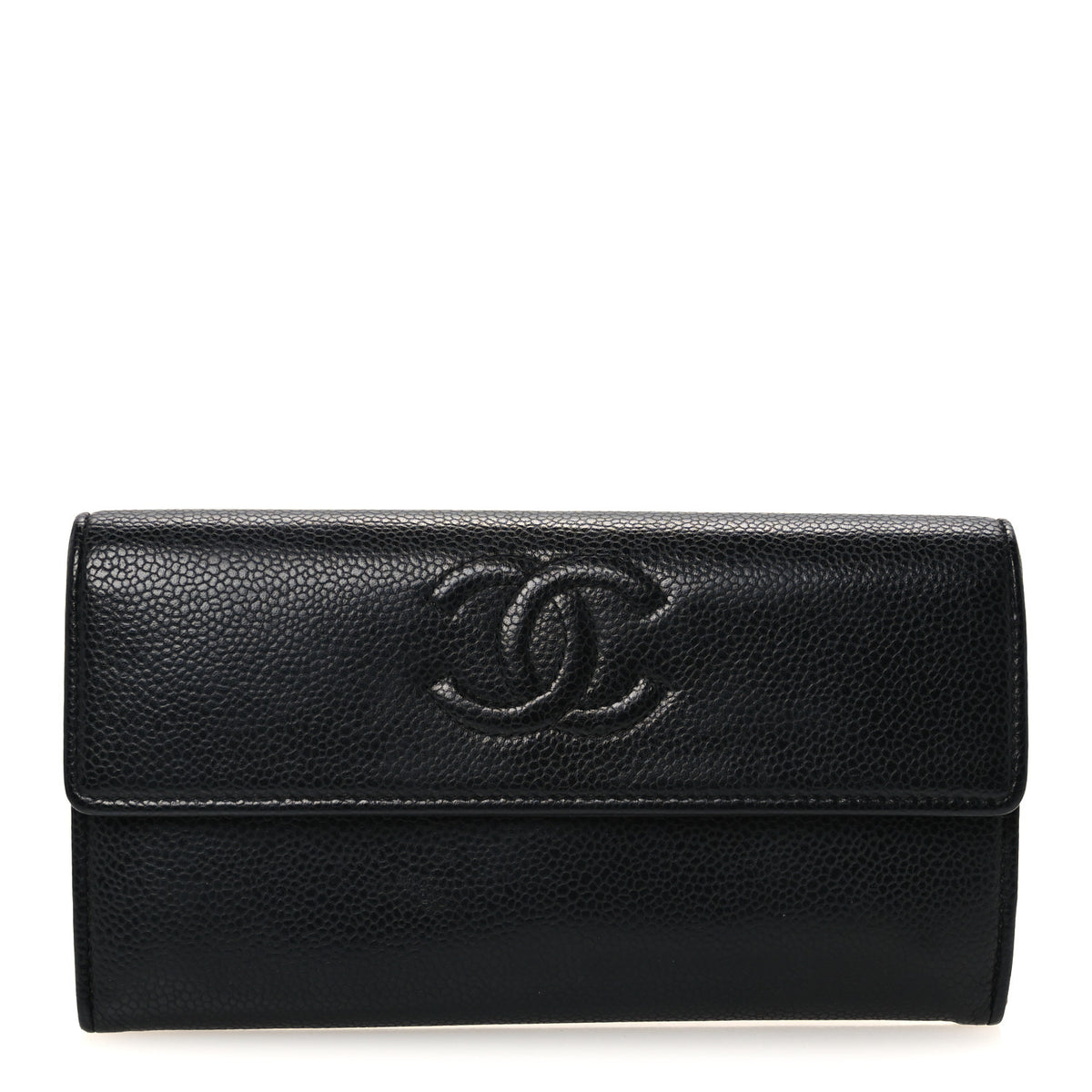 Caviar Timeless CC Large Gusset Flap Wallet Black