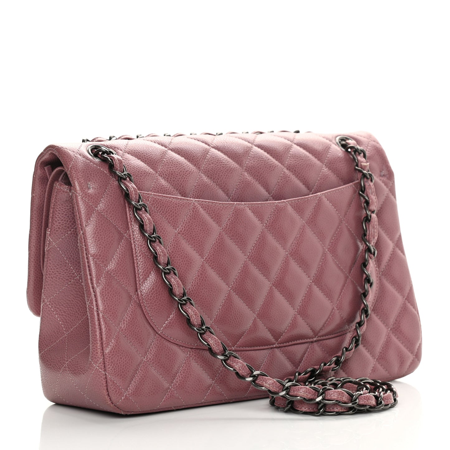 Caviar Quilted Jumbo Double Flap Light Purple