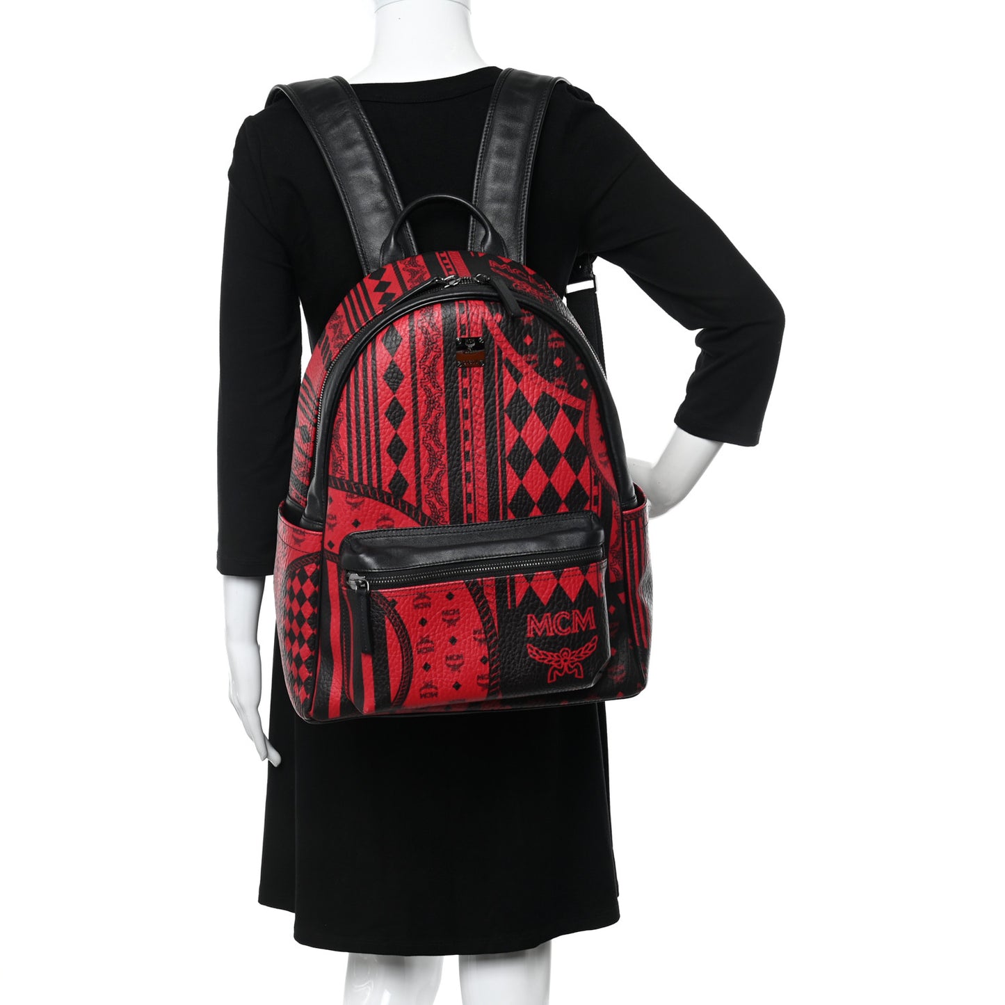 Visetos Baroque Print Medium Stark Backpack Black Red