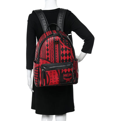 MCM Visetos Baroque Print Medium Stark Backpack Black Red 2 of 10