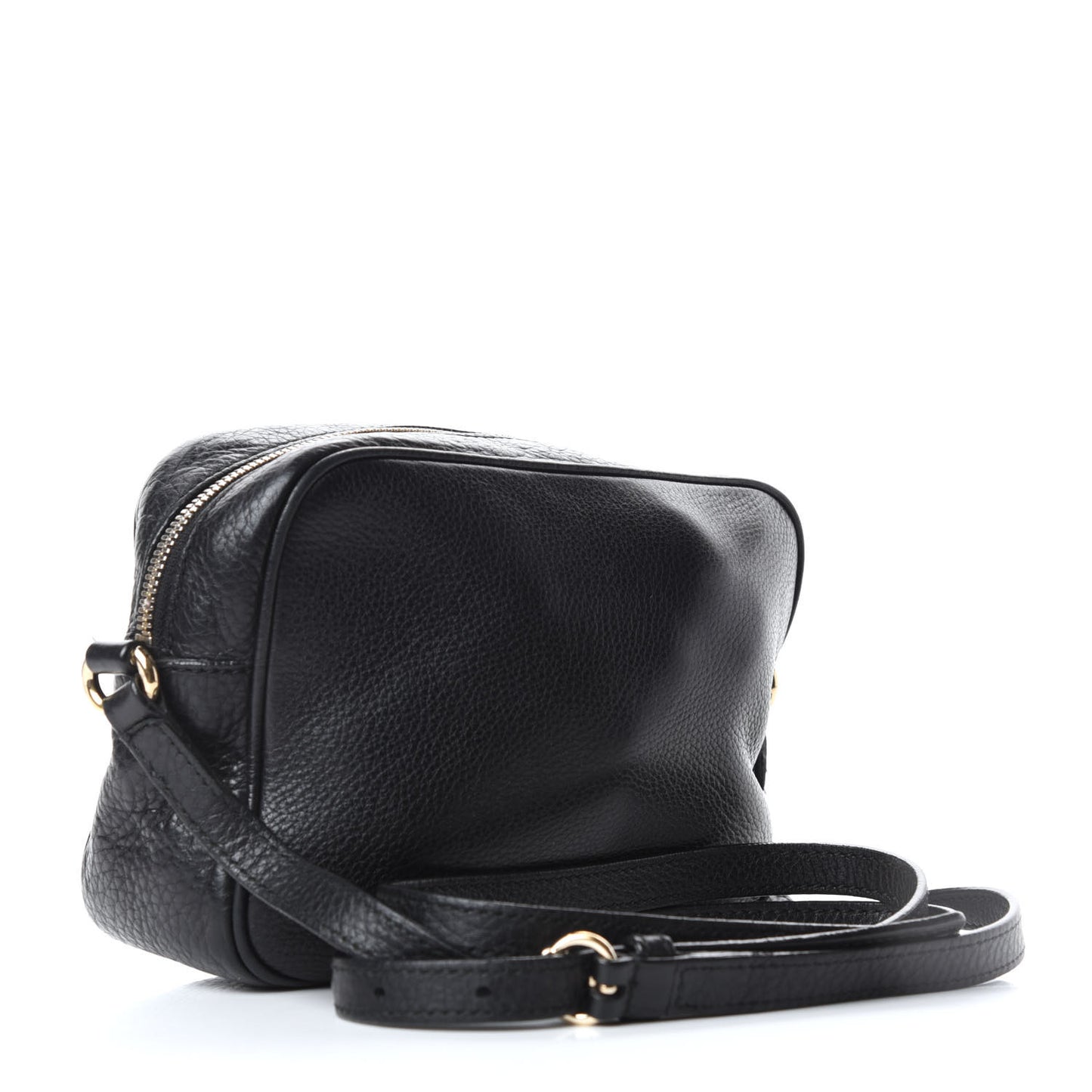 Pebbled Calfskin Small Soho Disco Bag Black