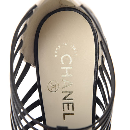 Chanel Lambskin Cage Open Pumps 38.5 Black Ivory 7 of 8