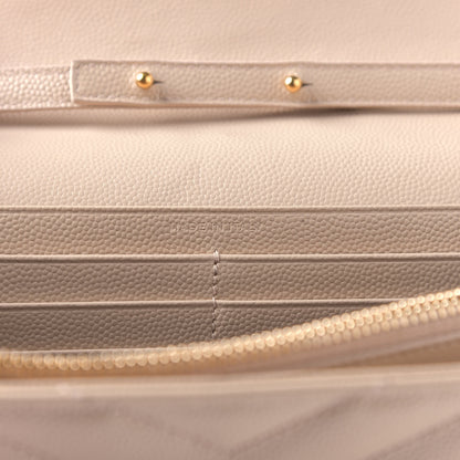 Saint Laurent Grain De Poudre Matelasse Chevron Monogram Chain Wallet Nude Powder 7 of 11
