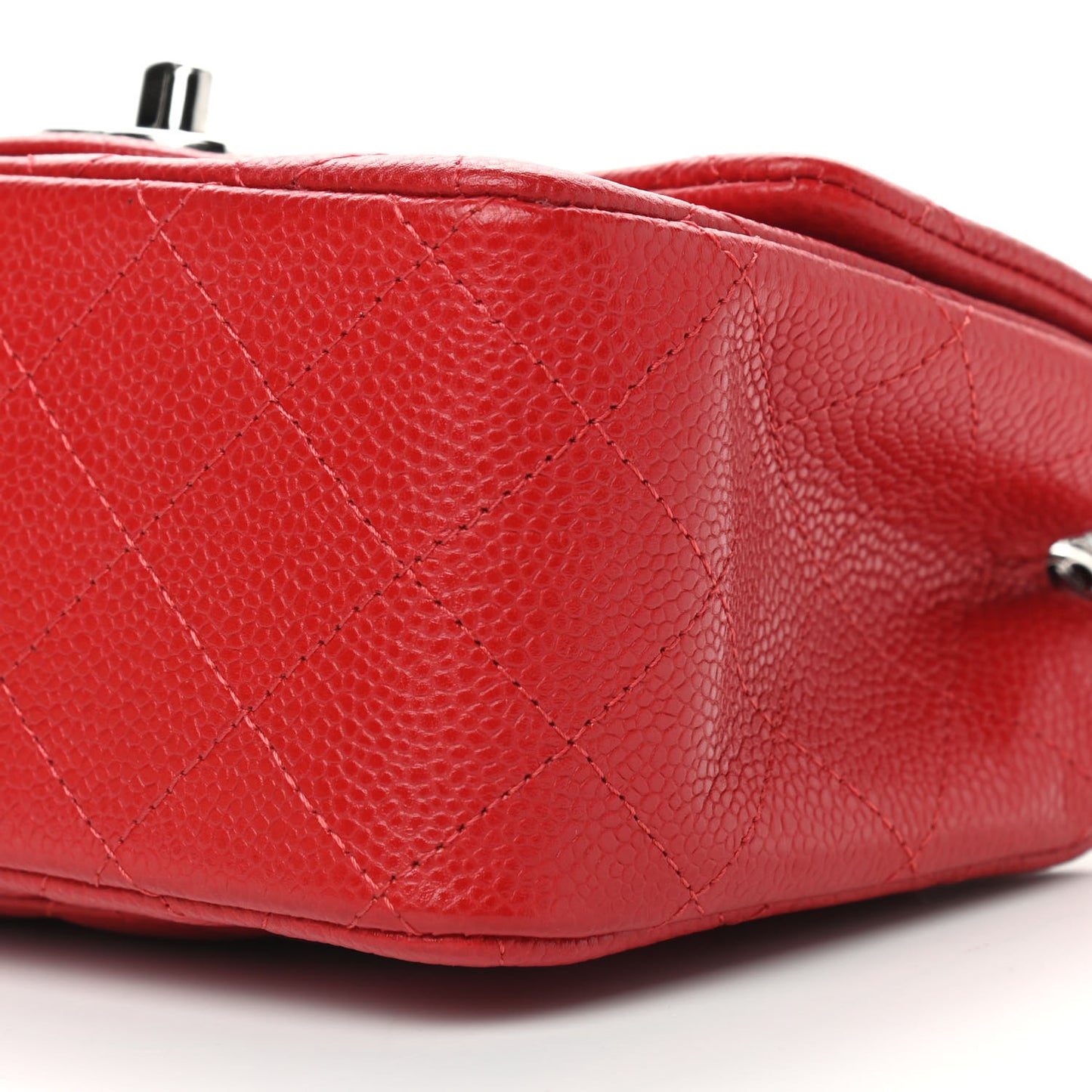 Caviar Quilted Mini Square Flap Red