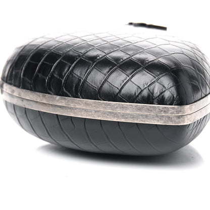 Saint Laurent Calfskin Crocodile Embossed Monogram Love Box Bag Black 5 of 6