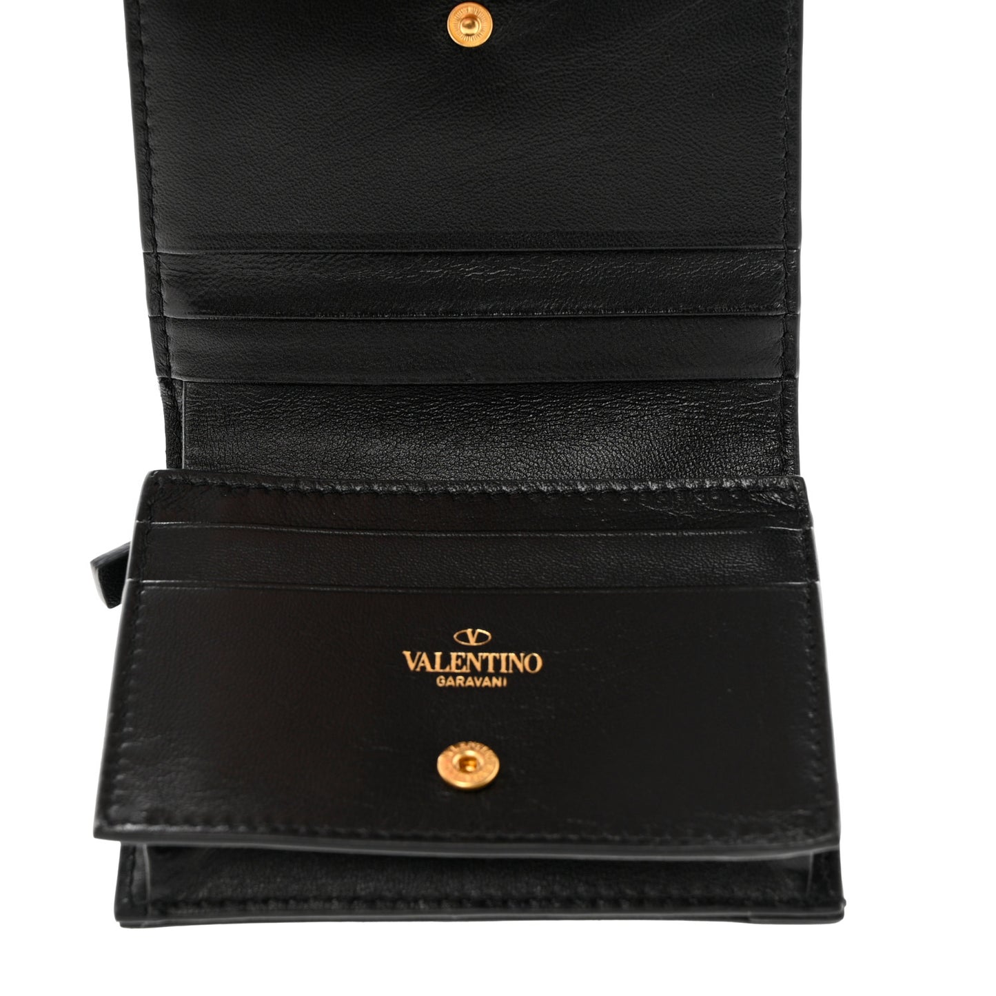 Nappa Roman Stud Small Flap Wallet Black