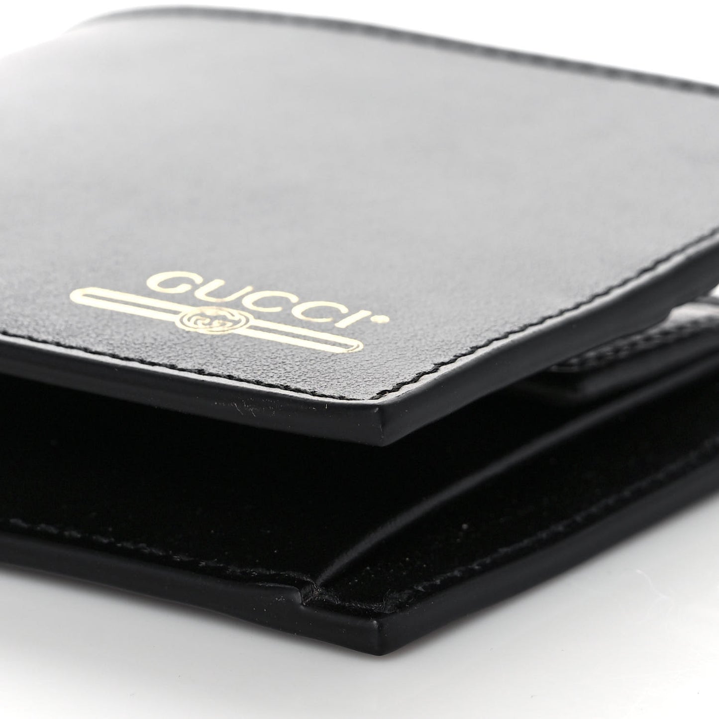 Plutone Calfskin Logo Bi-Fold Wallet Black