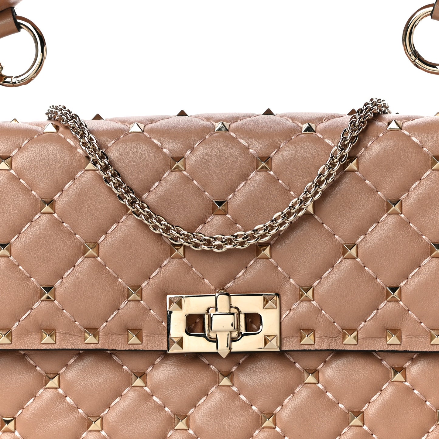Nappa Medium Rockstud Spike Shoulder Bag Soft Noisette