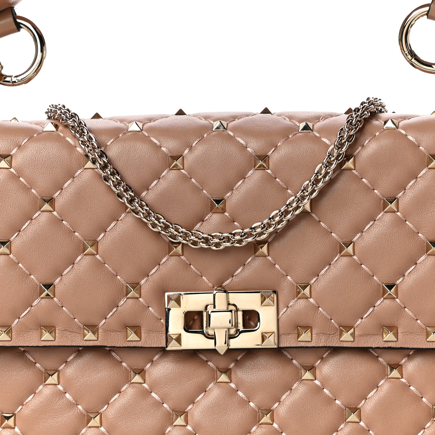 Valentino Garavani Nappa Medium Rockstud Spike Shoulder Bag Soft Noisette 6 of 9