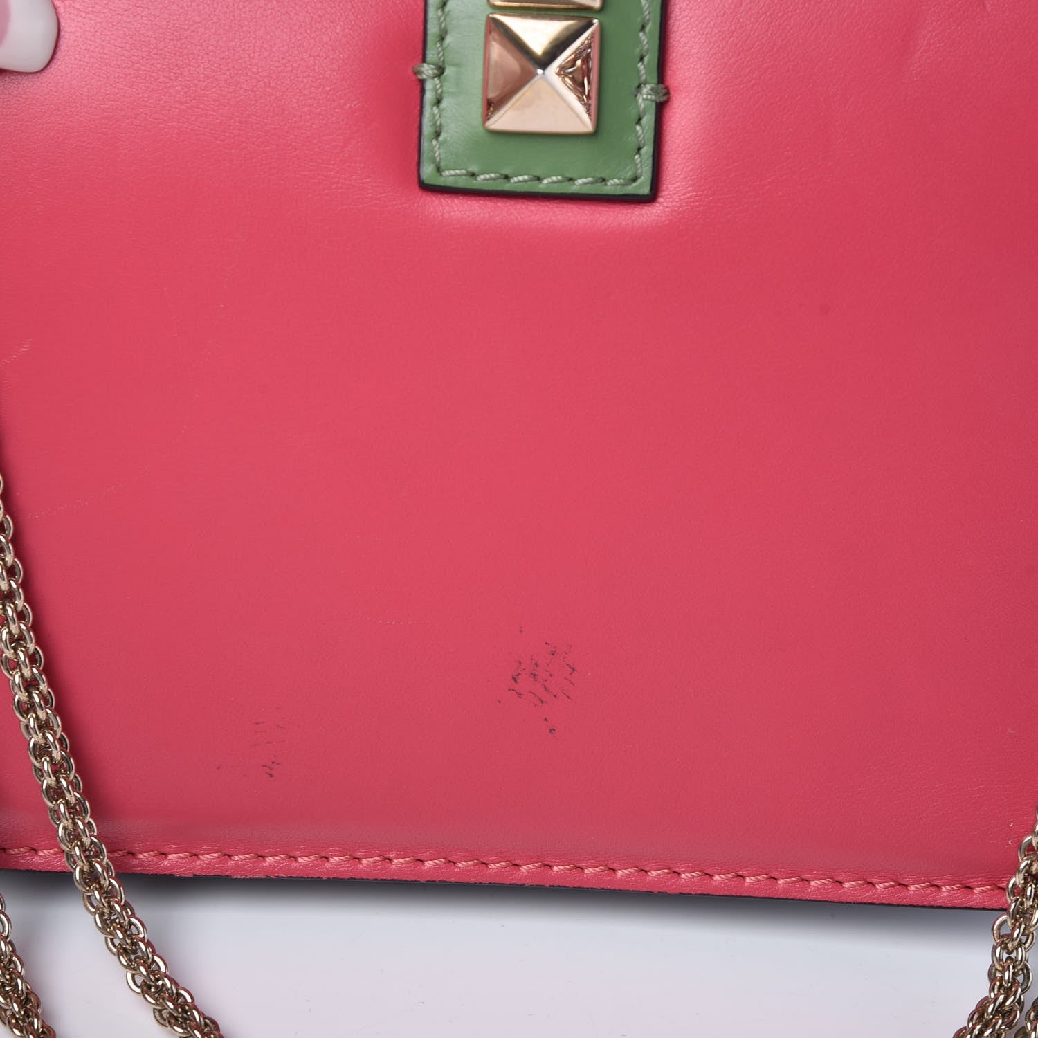 Valentino Garavani Vitello Medium Glam Lock Rockstud Flap Deep Rose Scarlet Grey Green 11 of 11