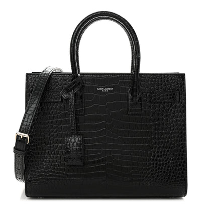 Saint Laurent Calfskin Crocodile Embossed Baby Sac De Jour Black 1 of 11