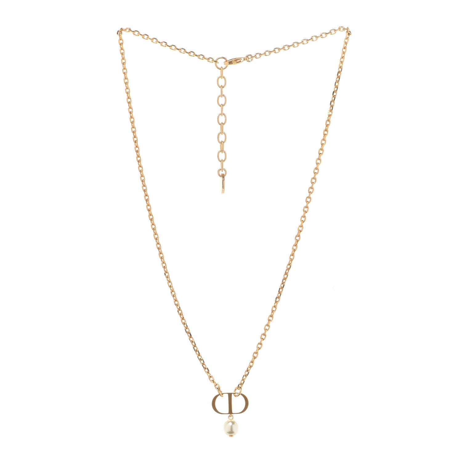 Christian Dior Pearl Petit CD Necklace Gold 903256 – FASHIONPHILE