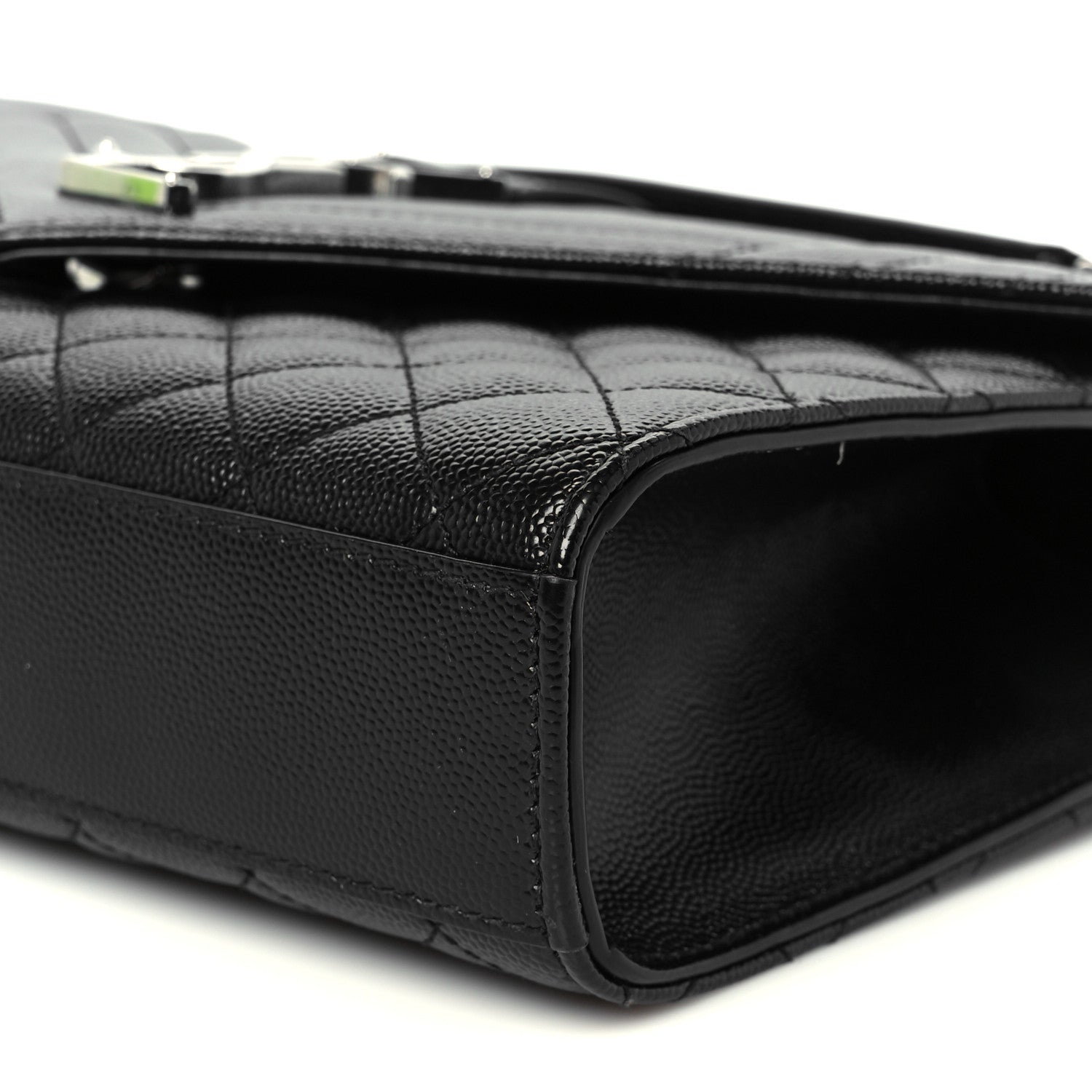 Saint Laurent Grain De Poudre Textured Mixed Matelasse Triquilt Medium Monogram Satchel Black 11 of 11