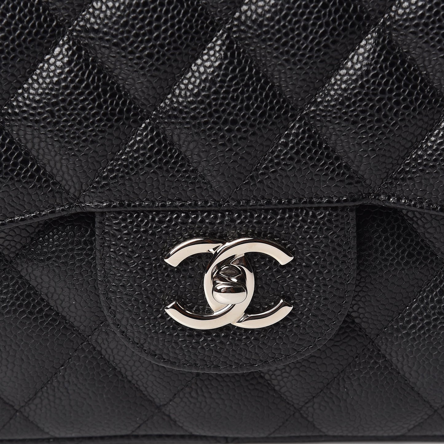 Caviar Quilted Jumbo Double Flap Black