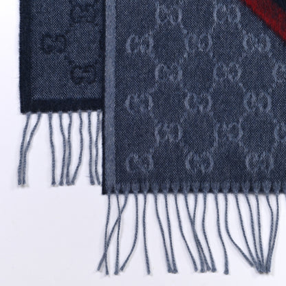 Gucci Wool Alpaca Monogram Web New Nikky Scarf Midnight Blue 3 of 4