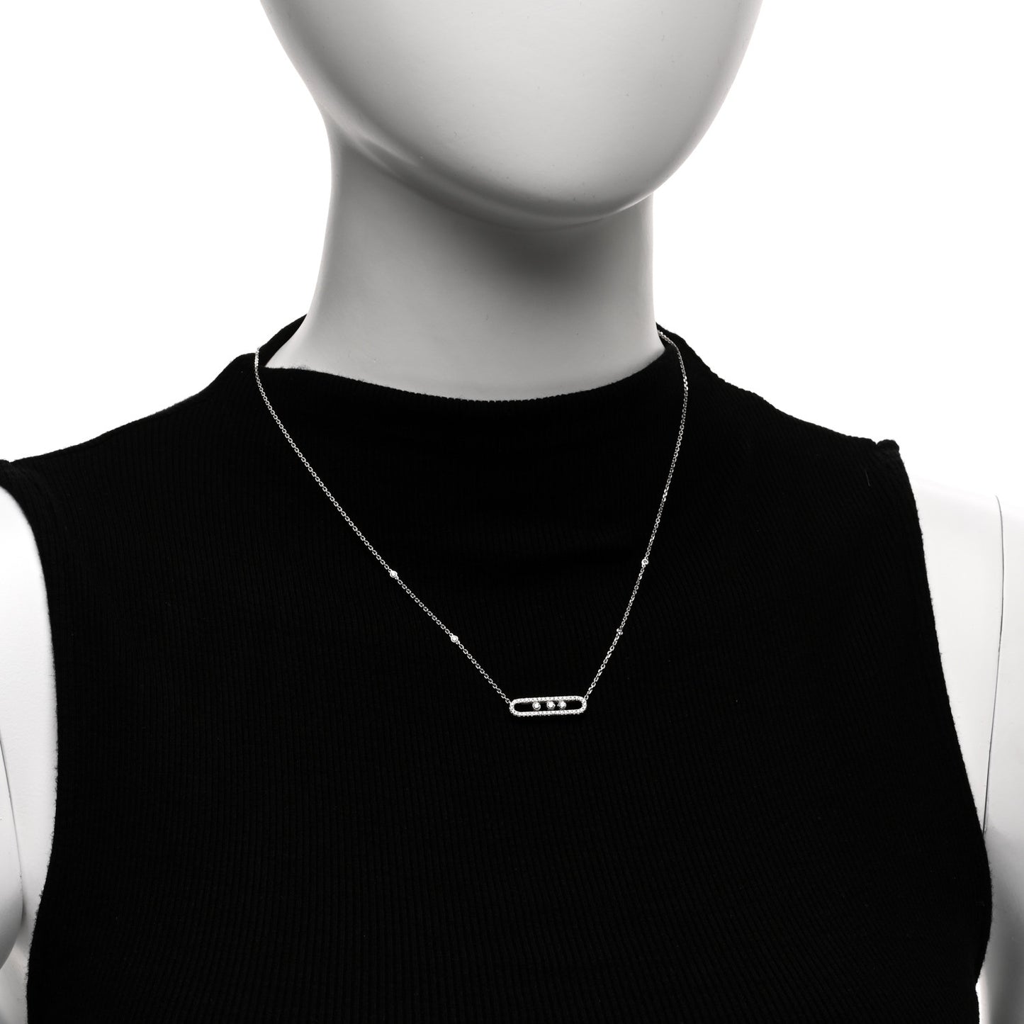 18K White Gold Diamond Baby Move Pave Necklace