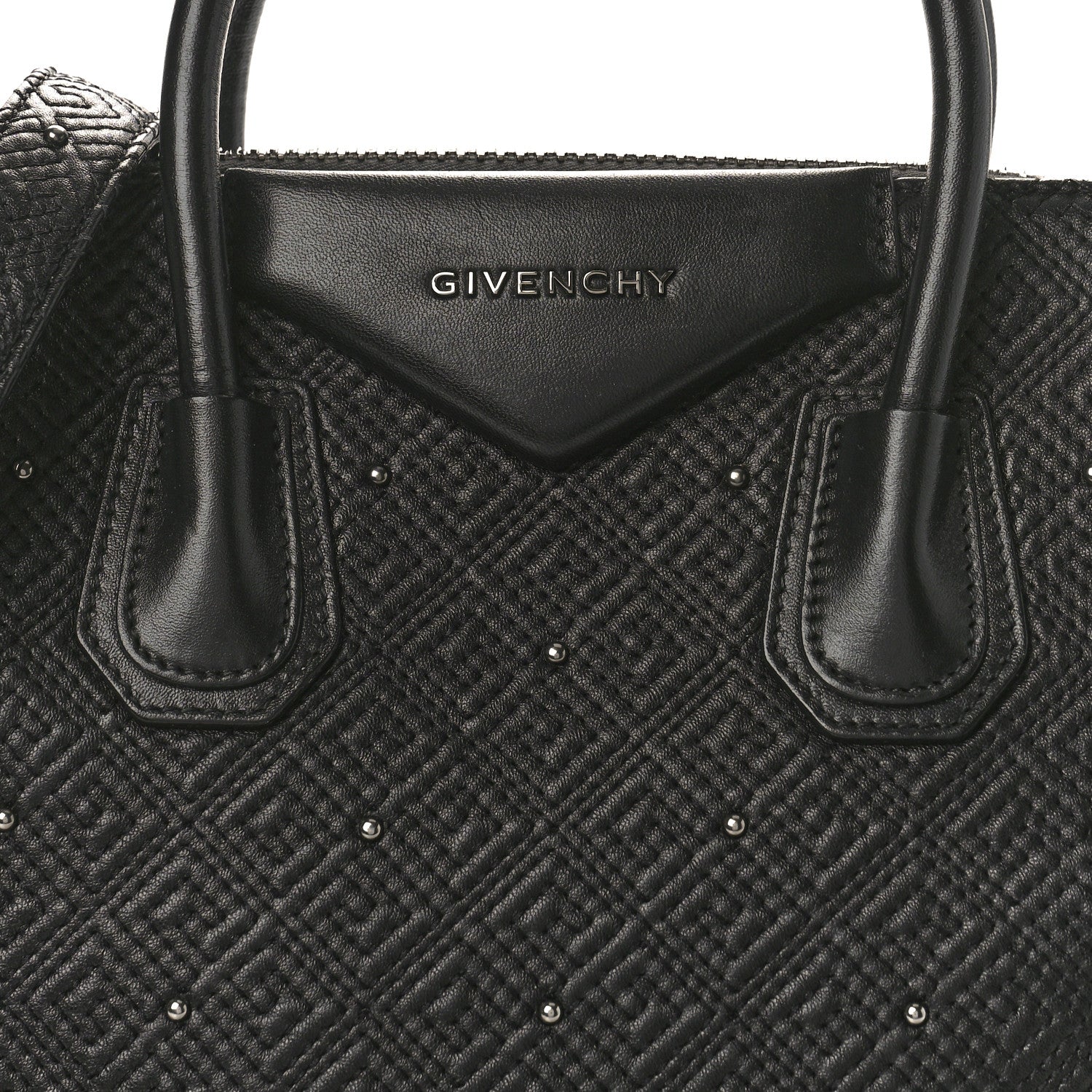 Givenchy Lambskin Logo Embossed Small Studded Antigona Black 7 of 10