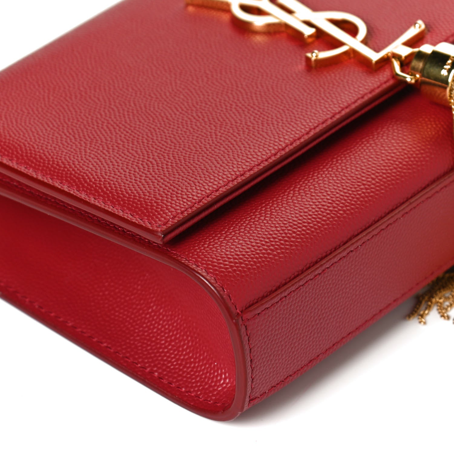 Saint Laurent Grain De Poudre Small Classic Monogram Kate Tassel Satchel Red 10 of 11