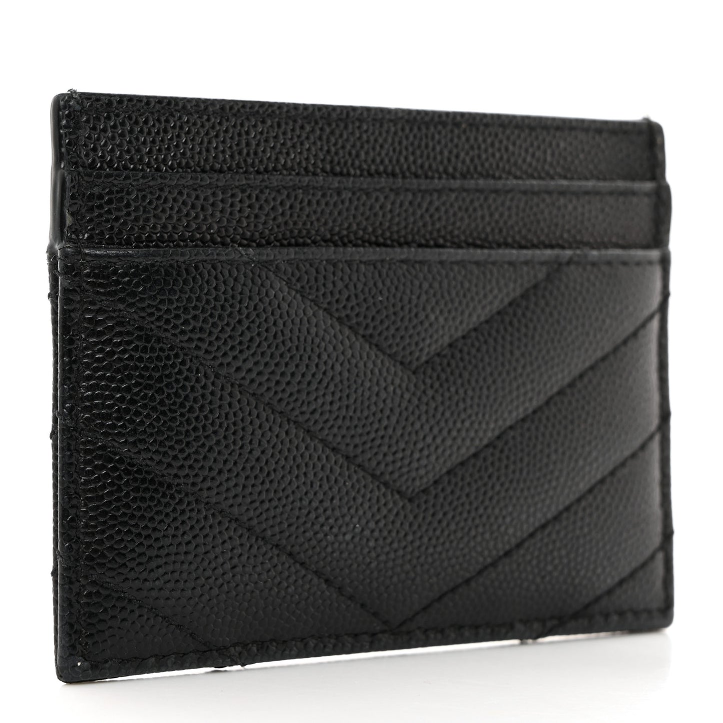 Grain De Poudre Matelasse Chevron Monochrome Monogram Credit Card Case Black