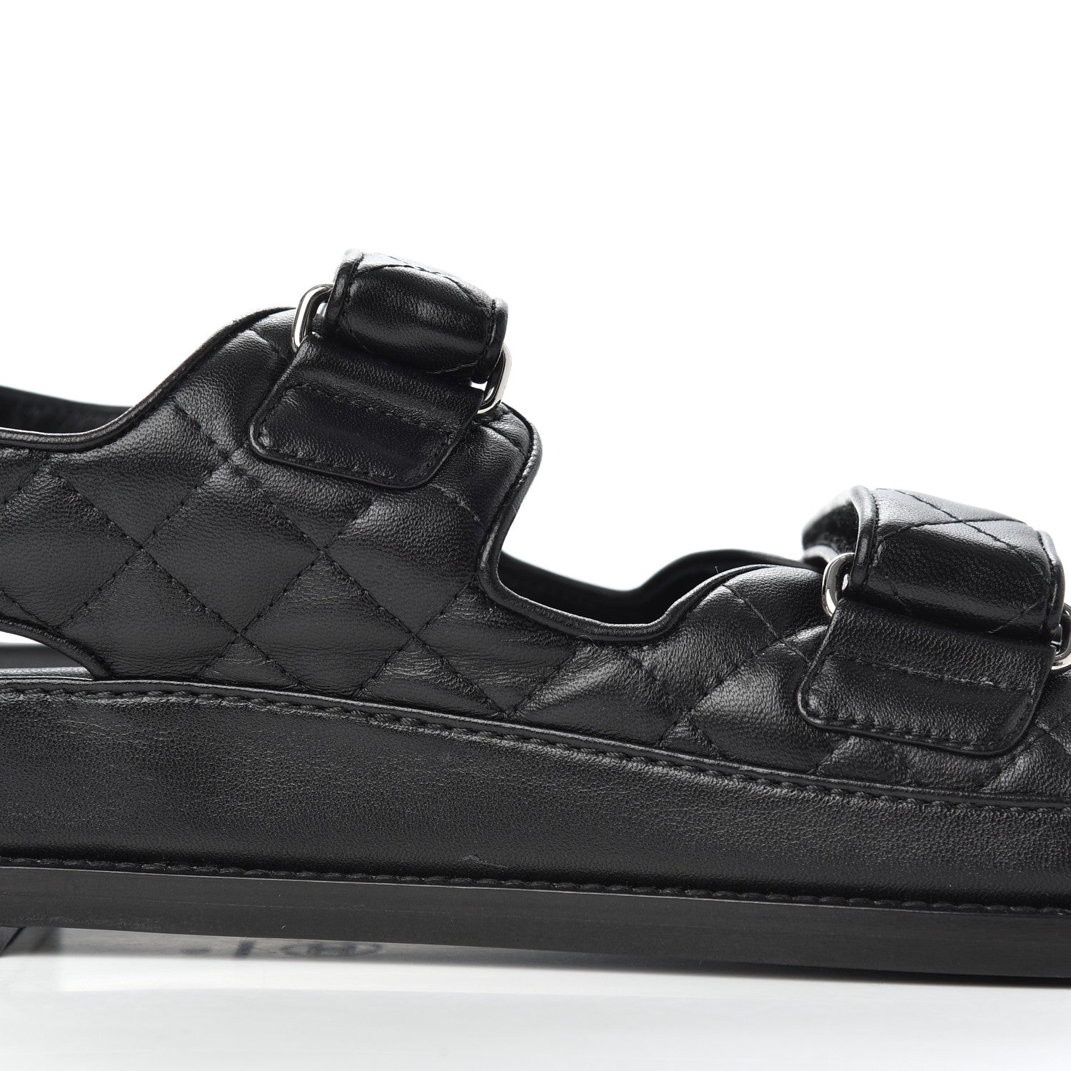Chanel Lambskin Velcro Dad Sandals 41 Black 12 of 13