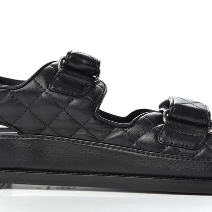 Chanel Lambskin Velcro Dad Sandals 41 Black 12 of 13