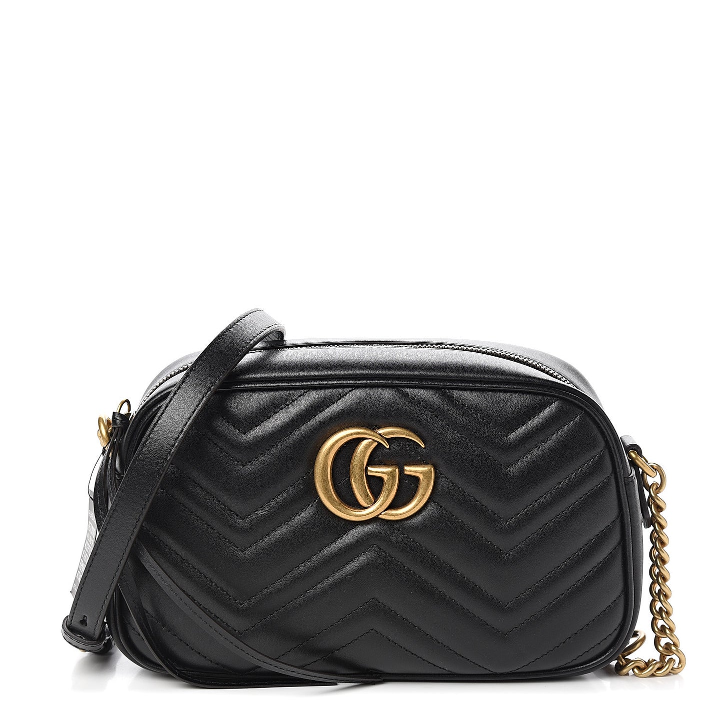Calfskin Matelasse Small GG Marmont Chain Shoulder Bag Black