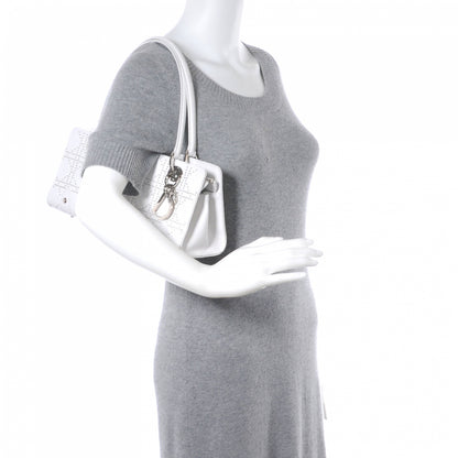 Christian Dior Lambskin Cannage Studded East West Lady Dior White 2 of 8