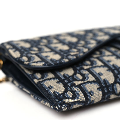 Christian Dior Oblique Saddle Chain Long Wallet Blue 9 of 10